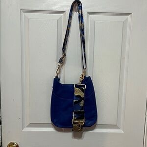 Stylish Blue and Gold Shoulder Bag